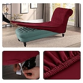 preiswerte Sesselabdeckung &amp; Armless Chair Cover-Stretch Samt Chaiselongue Stuhlhusse elastisch schwarz für Schlafzimmer Wohnzimmer weich strapazierfähig waschbar