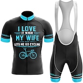 cheap Men&#039;s Clothing Sets-Men&#039;s Cycling Jersey with Bib Shorts Graphic Letter &amp; Number Funny Short Sleeve Bike Clothing Suit with 3 Rear Pockets Mountain Bike MTB Road Bike Cycling 3D Pad Quick Dry Soft Back Pocket Sports