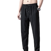 billiga lediga byxor-Herr Aktiv Långbyxor Casual byxor Ficka Snörning Elastisk midja Ensfärgat Andningsfunktion Utomhus Fullängd Ledigt Dagligen Streetwear Stylish Ledig / Sportig Svart rakt ben Microelastisk