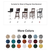 cheap Dining Chair Cover-Stretch Velvet Bar Stool Cover Burgundy Counter Height Pub Chair Slipcover for Dining Room Cafe Non Slip with Elastic BottomThick Soft Style