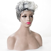 abordables Perruques de qualité supérieure-Afro bouclés synthétiques perruques pour les femmes noires courtes gris perruques pour les femmes noires afro-américain court noir brun bouclés perruques