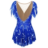 お買い得  フィギュアスケートドレス-フィギュアスケート ドレス 女性用 女の子 アイススケート ドレス セット バイオレット ブラック ホワイト オープンバック スパンデックス ストレッチヤーン 高弾性 訓練 競技大会 スケートウェア 手作り ソリッド クラシック クリスタル・ラインストーン 半袖 アイススケート フィギュアスケート