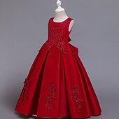 preiswerte Kleider für die Blumenmädchen-Blumenmädchenkleid Mädchen Kleid Partykleid Hochzeit Party Niedlich Prinzessin Gerafft Druck Blumen Ärmellos Rundhalsausschnitt Weiß Wein 4-13 Jahre