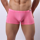 economico Boxer da uomo-Per uomo Tinta unita Classico Tinta unita Boxer A vita medio-alta Seta sintetica Rosa M