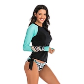 cheap Rash Guards-Women&#039;s Rash guard Swimsuit UV Sun Protection Breathable Quick Dry Long Sleeve Swimwear Bathing Suit 2 Piece Swimming Surfing Water Sports Floral Summer Spring Autumn / Fall