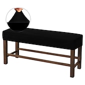 ieftine Cuvertură taburet-acoperire bancă întinsă slipcover elastic scaun canapea catifea alb gri negru mobilier pentru sufragerie bucătărie în aer liber simplu solid moale durabil lavabil