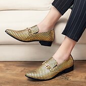 cheap Semi-Formal-Men&#039;s Unisex Loafers &amp; Slip-Ons Walking Business British Wedding Office &amp; Career Faux Leather Loafer Silver Gold Summer Spring
