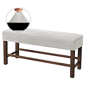 ieftine Cuvertură taburet-acoperire bancă întinsă slipcover elastic scaun canapea catifea alb gri negru mobilier pentru sufragerie bucătărie în aer liber simplu solid moale durabil lavabil