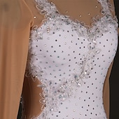 preiswerte Turnierkleid-Eiskunstlaufkleid Latein Spitze Kristalle / Strass Damen Mädchen Training Leistung Langarm High Mesh Spandex