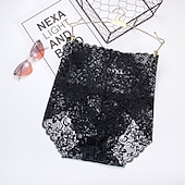 cheap Panties-Women&#039;s Sexy Panties Brief Underwear 1 PC Underwear Sexy Comfort Lace Pure Color PU High Waist Sexy Green Black Purple M L XL Home Outfits