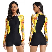 halpa Ihottumavartiot-21Grams Naisten Rashguard-uimapuku UV-aurinkosuojaus UPF50+ Kevyt Pitkähihainen Kokopuku Uimapuku Etuvetoketju Boyleg-alushousut Uinti Lainelautailu Hiekkaranta Vesiurheilu Kesä Kevät Syksy