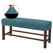 ieftine Cuvertură taburet-acoperire bancă întinsă slipcover elastic scaun canapea catifea alb gri negru mobilier pentru sufragerie bucătărie în aer liber simplu solid moale durabil lavabil