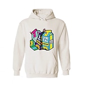 abordables Sudaderas con capucha gráficas para hombre-Hombre Estampado Manga Larga Sudaderas Con Capucha Fresco Design Invierno Un gris Un blanco Un negro Ropa Diseñador Talla Grande S M L XL XXL XXXL