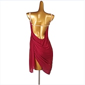 levne soutěžní šaty-tanec salsa latin dance dress čistý barevný tyl dámské tréninkové představení bez rukávů chinlon