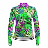 billiga Tröjor för kvinnor-Dam Cykeltröja Regnbåge Blommig Botanisk HBTQ Långärmad Cykel Tröja Överdelar med 3 bakfickor Bergscykling Vägcykling Snabb tork Reflexremsa Bakficka Fuktabsorberande sporter Gul Blå Purpur Kläder