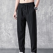 billiga lediga byxor-Herr Aktiv Långbyxor Casual byxor Ficka Snörning Elastisk midja Ensfärgat Andningsfunktion Utomhus Fullängd Ledigt Dagligen Streetwear Stylish Ledig / Sportig Svart rakt ben Microelastisk