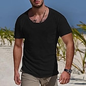 economico magliette di base-Per uomo Maglietta Manica Corta Girocollo Estate Semplice Sport Moda Leggero Tasca Vacanza Casuale Ferie Nero Bianco Blu Maglietta Top per Uomo