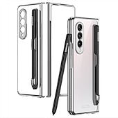 Χαμηλού Κόστους Samsung Θήκη-τηλέφωνο tok Για Samsung Galaxy Z Fold 3 Πίσω Κάλυμμα Προστατευτικό φακού κάμερας Σταντ ποδηλάτου με υποδοχή για στυλό Μονόχρωμο PC