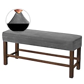 ieftine Cuvertură taburet-acoperire bancă întinsă slipcover elastic scaun canapea catifea alb gri negru mobilier pentru sufragerie bucătărie în aer liber simplu solid moale durabil lavabil