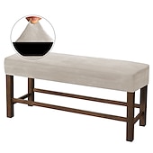 ieftine Cuvertură taburet-acoperire bancă întinsă slipcover elastic scaun canapea catifea alb gri negru mobilier pentru sufragerie bucătărie în aer liber simplu solid moale durabil lavabil