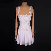 preiswerte Turnierkleid-Eiskunstlaufkleid Latein Spitze Kristalle / Strass Damen Mädchen Training Leistung Langarm High Mesh Spandex