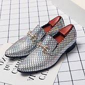 cheap Semi-Formal-Men&#039;s Unisex Loafers &amp; Slip-Ons Walking Business British Wedding Office &amp; Career Faux Leather Loafer Silver Gold Summer Spring