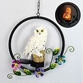 economico Luci paesaggistiche-luci esterne a led solari gufo appeso luce notturna lampada da giardino impermeabile lampada a sospensione in resina cortile terrazza decorazione vacanza illuminazione