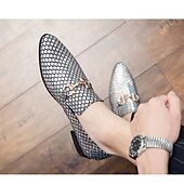 cheap Semi-Formal-Men&#039;s Unisex Loafers &amp; Slip-Ons Walking Business British Wedding Office &amp; Career Faux Leather Loafer Silver Gold Summer Spring