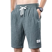 Χαμηλού Κόστους Casual σορτς-Ανδρικά Σορτσάκια Casual σορτς Κορδόνι Ελαστική μέση Ισιο πόδι Συμπαγές Χρώμα Αναπνέει Για Υπαίθρια Χρήση Μήκος γόνατος Causal Καθημερινά Μείγμα Βαμβακιού Καθημερινό Ένδυση γυμναστικής και άθλησης
