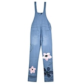 voordelige Overall-Dames Al met al Zak Afdrukken Bloemig Casual Dagelijks Uitgaan Normale pasvorm Mouwloos blauw Grijs Licht Blauw S M L