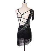 billiga tävlingsklänning-konståkning klänning fransar tofs kristaller / strass kvinnors flickor träningsprestanda ärmlös hög mesh spandex