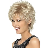 baratos peruca mais velha-perucas loiras curtas peruca loira omber com corte pixie para mulheres cabelo natural ondulado real peruca sintética com franja