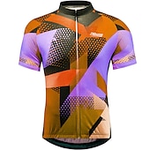 billiga Tröjor för män-Herr Cykeltröja Kortärmad Cykel Tröja Överdelar med 3 bakfickor Bergscykling Vägcykling UV-resistent Andningsfunktion Snabb tork Bakficka Gul Röd Orange Rutig Polyester sporter Kläder