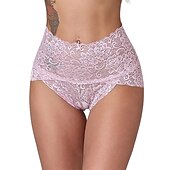 cheap Panties-Women&#039;s Sexy Panties Brief Underwear 1 PC Underwear Sexy Comfort Lace Pure Color PU High Waist Sexy Green Black Purple M L XL Home Outfits