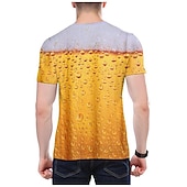 abordables T-shirts 3D-Homme Graphic Bulle Bière Chemise T shirt Manche Courte T-shirt 3D effet Col Rond Chemise Vêtement de rue Exagéré du quotidien Sortie Fête d&#039;Octobre Vert Claire Rouge Bleu Vêtement Tenue Normal S M L
