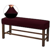 ieftine Cuvertură taburet-acoperire bancă întinsă slipcover elastic scaun canapea catifea alb gri negru mobilier pentru sufragerie bucătărie în aer liber simplu solid moale durabil lavabil