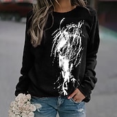 cheap Animals Tops-Women&#039;s Sweatshirt Pullover Horse Daily Sports Print Active Streetwear Round Neck Long Sleeve Without Lining Micro-elastic Fall &amp; Winter Comfrt Breathable Soft Fabric