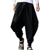 abordables pantalons décontractés-Homme Pantalon Pantalon baggy Pantalons décontractés Sarouel ample Cordon Taille elastique Pantalon de Yoga Fluide Couleur unie du quotidien Vêtement de rue Hippie Yoga Ample Noir bleu marine