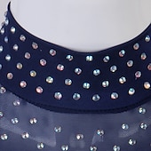 billige konkurranse kjole-Kunstløp Kjole Krystall / Rhinestone Dame Jente Trening Ytelse Langermet Høy Netting Spandex