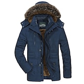 baratos Casacos &amp; Sobretudos para Homem-Homens Casaco de inverno Jaqueta de Inverno Estilo Clássico Acampar e Caminhar Quente Zíper Bolsos Preto Caqui Verde Tropa Azul Escuro Casaco puffer