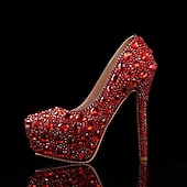 halpa Puolimuodollinen-naisten hopeakivikoristeiset korkokengät – lumoavat morsius- tai iltakengät häihin ja erikoistilaisuuksiin