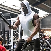 cheap Tank Tops-Men's Tank Top Vest Top Undershirt Sleeveless Shirt Sleeveless Hooded Summer Plain Sports Fashion Lightweight Vacation Casual Holiday Black White Blue Top Tee for Men