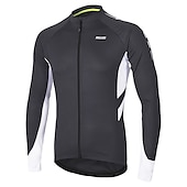 preiswerte Radtrikot Herren-Arsuxeo Herren Langarm Fahrradtrikot Winter Polyester Dunkelgrau Weiß Grau Volltonfarbe Fahhrad Trikot / Radtrikot Bergradfahren Straßenradfahren Reflexstreiffen Tasche auf der Rückseite Sport