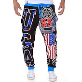 cheap Sweatpants-Men&#039;s Sweatpants Joggers Trousers Chinos Drawstring Elastic Waist Letter National Flag Full Length Weekend Basic Black Navy Blue Micro-elastic