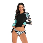 cheap Rash Guards-Women&#039;s Rash guard Swimsuit UV Sun Protection Breathable Quick Dry Long Sleeve Swimwear Bathing Suit 2 Piece Swimming Surfing Water Sports Floral Summer Spring Autumn / Fall