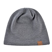 olcso Beanie sapka-Férfi Sapka Fekete Rubin Pamut Tiszta szín Kötött Egyszerű Szabadtéri Szabadtéri Utca Napi Tiszta szín Szélbiztos Meleg Légáteresztő