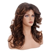 levne starší paruka-paruka reewes 70. léta farrah fawcett paruka vintage paruky blond paruka pro ženy dáma přírodní syntetické plné paruky vintage cosplay kostým diskotéka paruka paruka s peřím (hnědá)