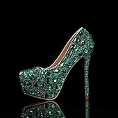 halpa Puolimuodollinen-naisten hopeakivikoristeiset korkokengät – lumoavat morsius- tai iltakengät häihin ja erikoistilaisuuksiin