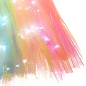 ieftine Rochii Unicorn-copii fete rochie tutu luminoasă cu unicorn cu led performanță de ziua de naștere plasă încrețită mozaic violet curcubeu albastru deschis bumbac deasupra genunchiului costum fără mâneci rochii drăguțe toamnă vară