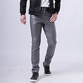 tanie Chinosy-Męskie Spodnie Spodnie ze sztucznej skóry Spodnie codzienne Kieszeń Prosta noga Równina Rozciągliwy / a Impreza Dzienne zużycie Moda Moda miejska Czarny Biały